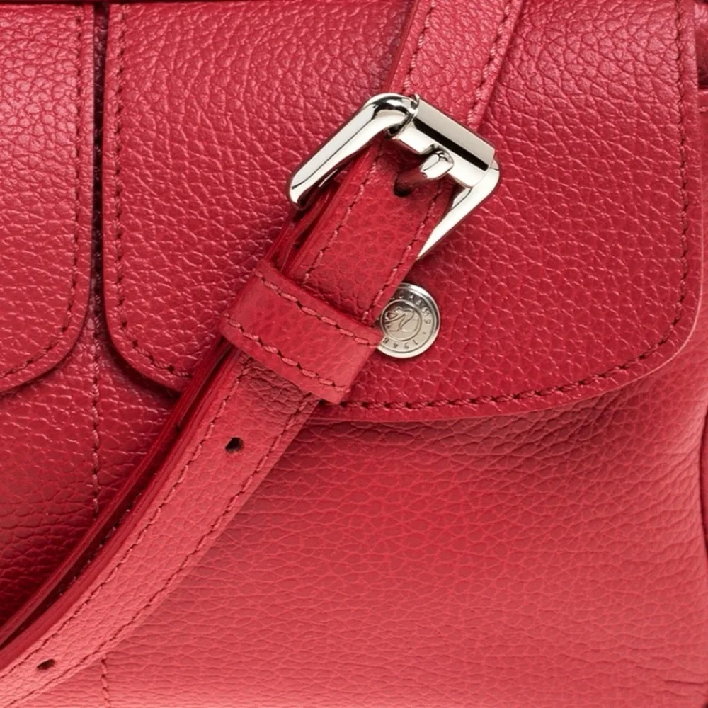 Longchamp Red Leather Le Foulonne Camera Crossbody Bag 10” x 6” - Picture 8 of 12